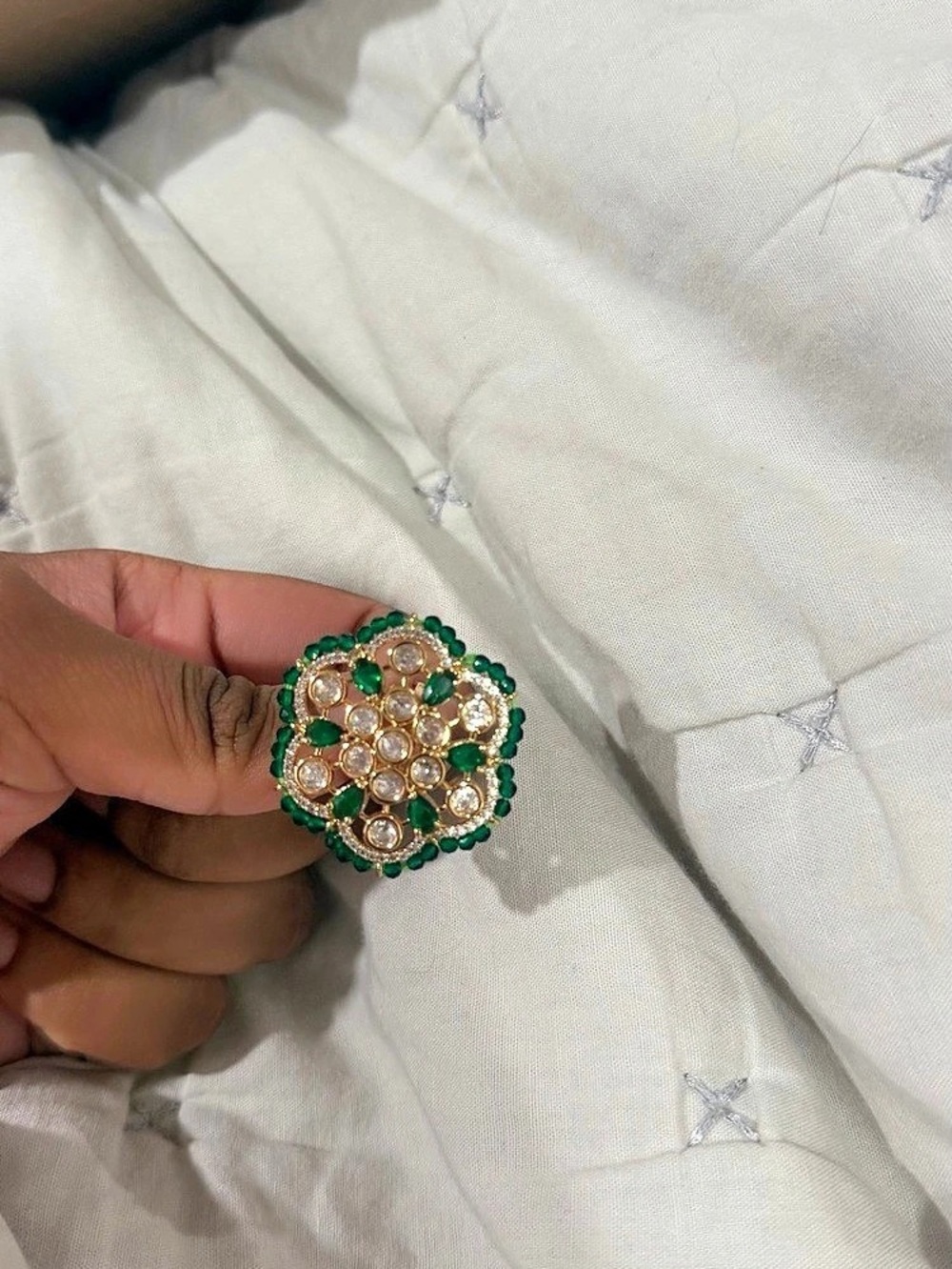 Green & Gold Statement Ring